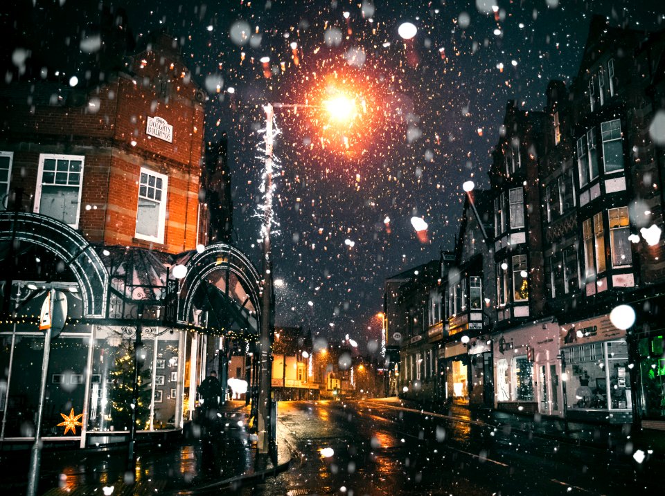 Rain Of Snow In Town Painting