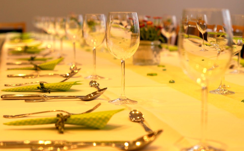 Yellow Stemware Wine Glass Centrepiece photo