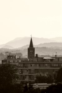 Sky Black And White Town Horizon