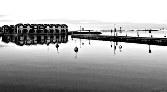 Reflection Water Black And White Pier photo