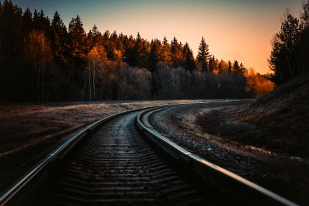 Train Rail During Golden Hour