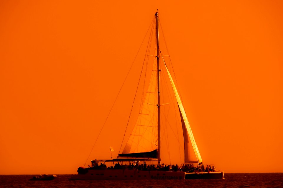 Calm Sailboat Sail Water Transportation