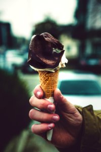 Chocolate Ice Cream On Cone photo