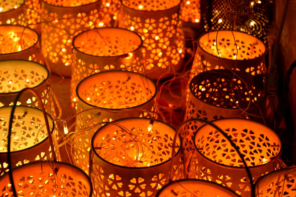 Round Brown Wooden Lanterns