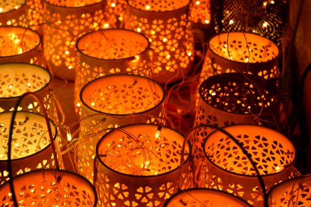 Round Brown Wooden Lanterns