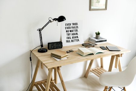 Wooden Desk With Books On Top photo