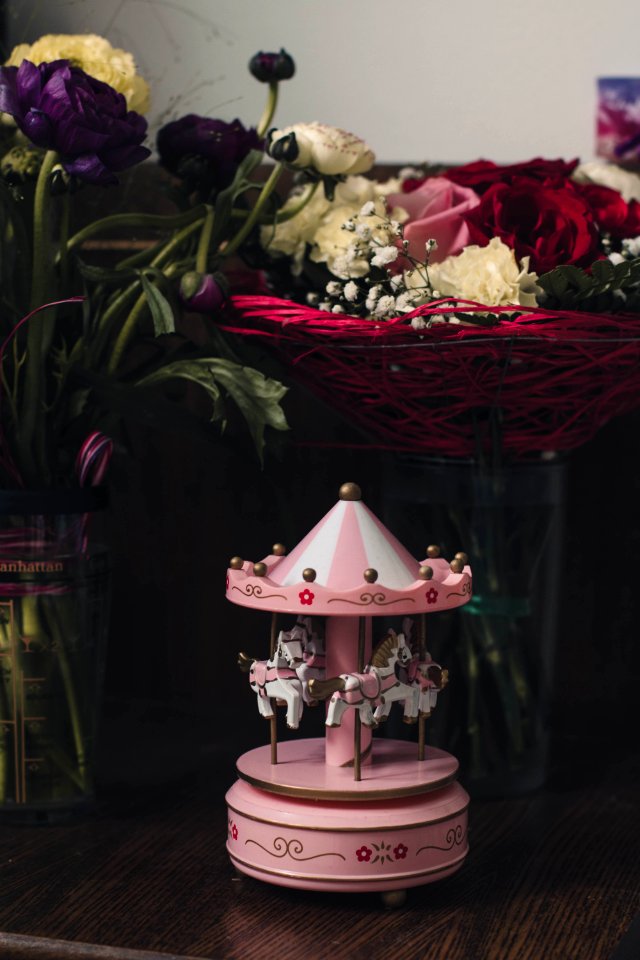 Pink Carousel Mini Figurine On Table