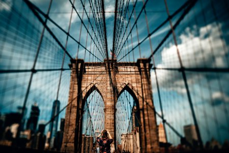 Blur Photo Of Brooklyn Bridge At Daytime photo