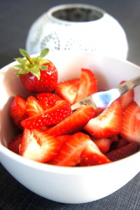 Chopped Strawberry In Bowl photo