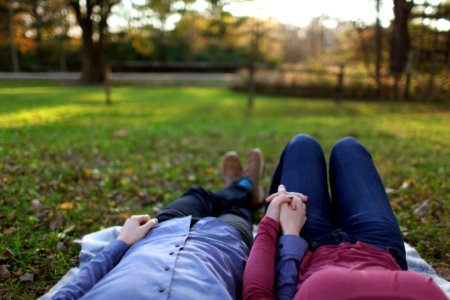 Couple While Holding Hands photo