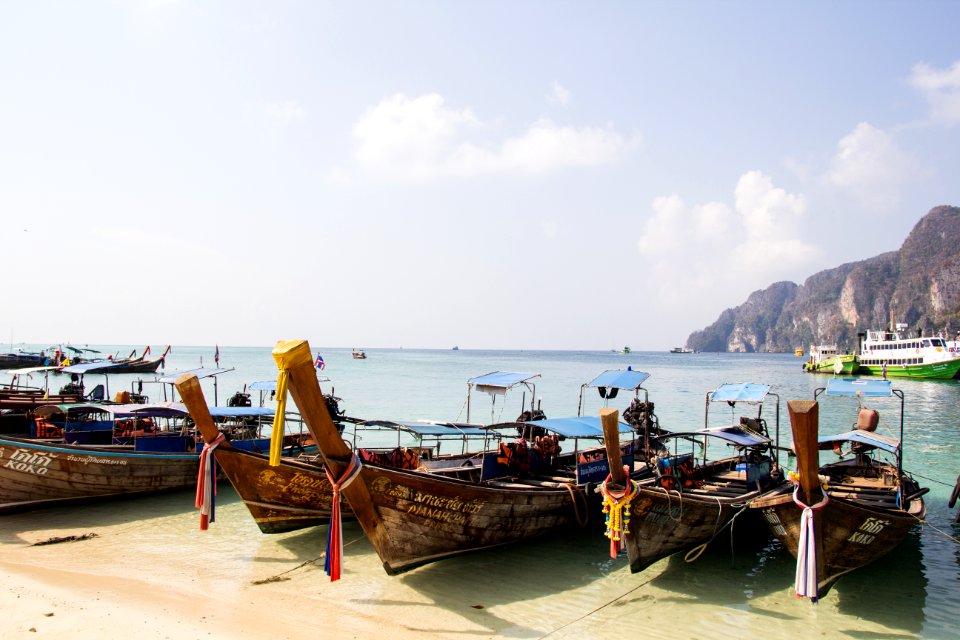 Beach Boats Clouds photo