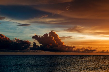 Backlit Beach Clouds Dawn photo