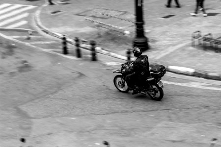 Action Bike Biker Black-and-white photo