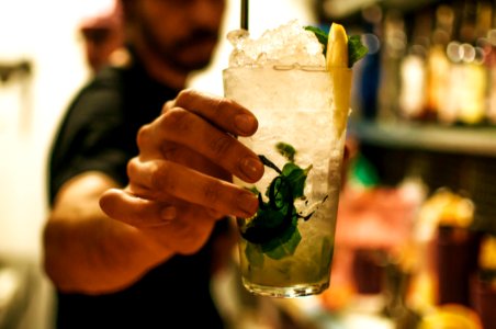 Drinking Glass With Liquid And Ice photo