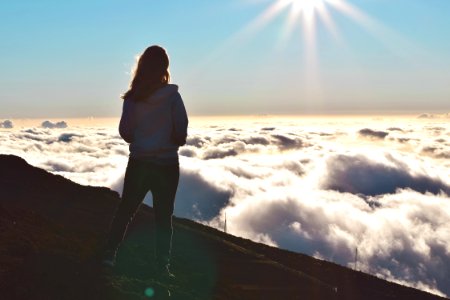 Woman Standing On Mountain photo