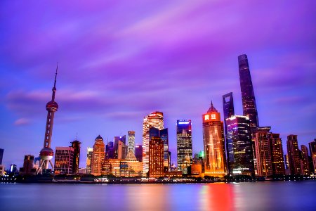 Illuminated Buildings At Dusk photo