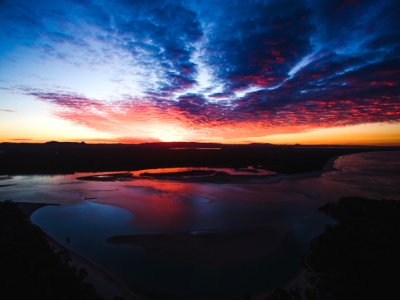 White Sand Beach Under Cloudy Sky During Sunset photo