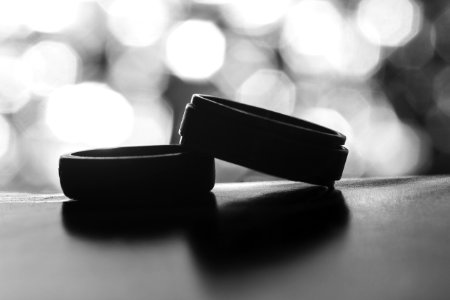 Round Black Container Grayscale Photo