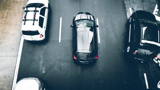 Aerial View Asphalt Cars