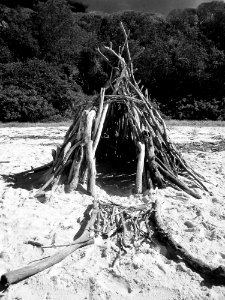 Twig Tent On Seashore