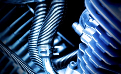 Close Up Technology Electric Blue Metal