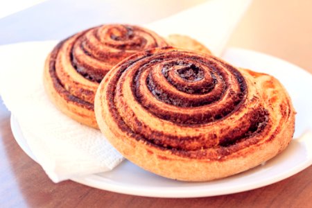Cinnamon Roll Baked Goods Danish Pastry Food photo