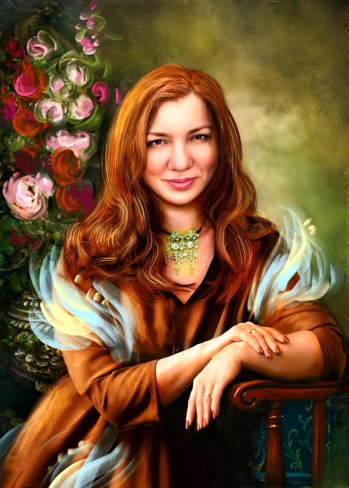 Human Hair Color Portrait Lady Painting