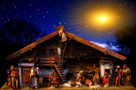 Nativity Scene Sky Night Christmas Decoration photo