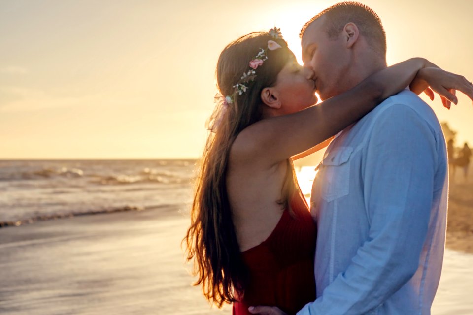 Affection Backlit Beach Couple