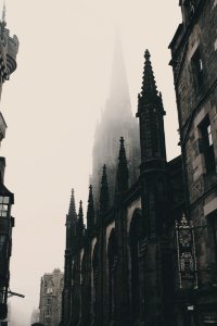 Landmark Building Black And White Spire
