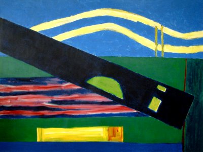 1989 - Landscape  Diagonal Acrylic Large Painting On Canvas Dutch Abstract Art  Colorful Painting Art On Canvas -