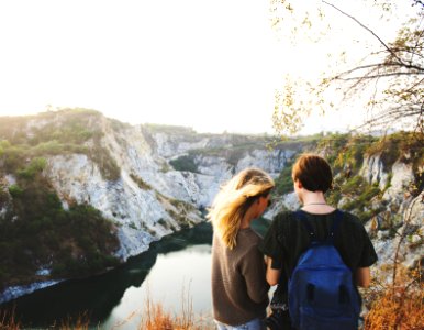Cliffs Friends Friendship Idyllic
