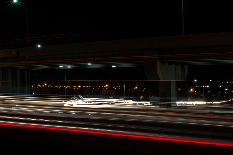 Highway traffic night photo