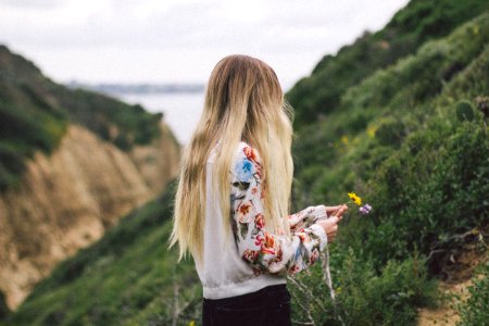 Girl Grass Tree Long Hair photo