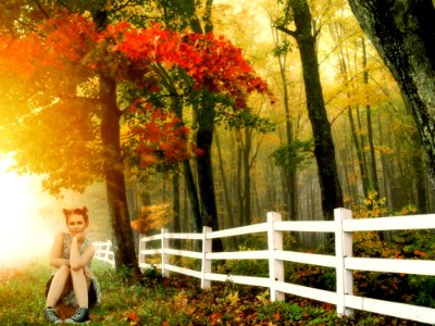 Girl Outdoor Autumn Sitting