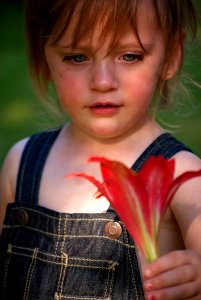 Girl Kids Show Flowers