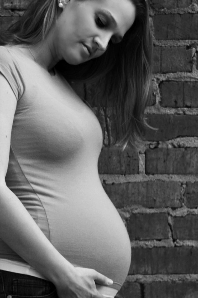 Pregnant Woman Black White