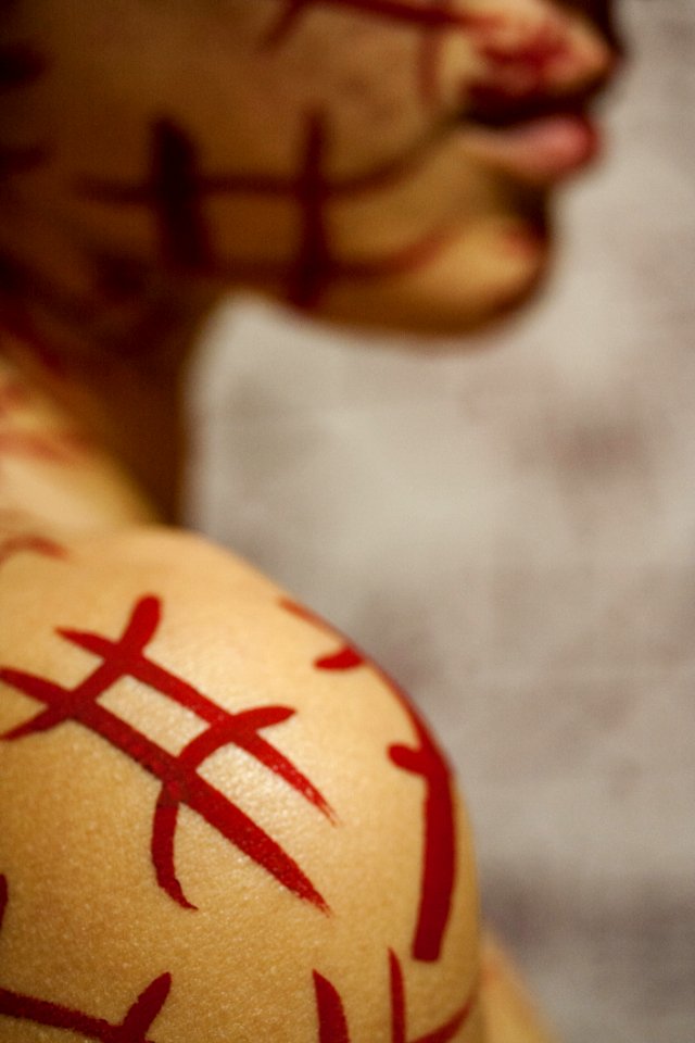Red Skin Hand Close Up