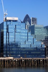 Modern building glass windows photo