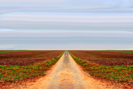 Field Sky Road Horizon