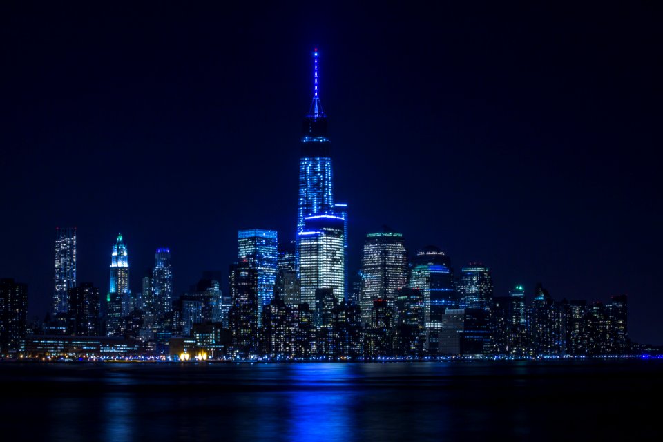 Buildings With Blue Light photo