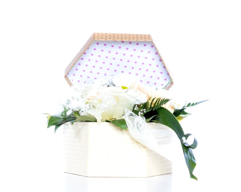 White Flowers Inside Gift Box
