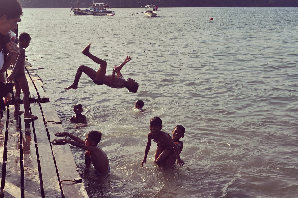 Swimming jumping fun