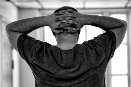 Black-and-white Guy Hands photo