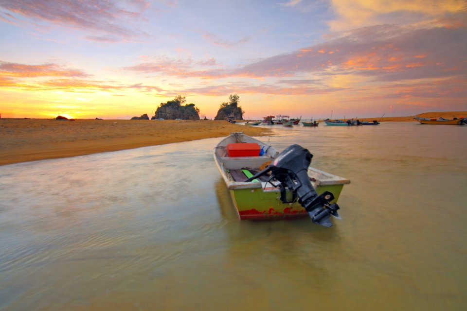 Beach Boats Dawn
