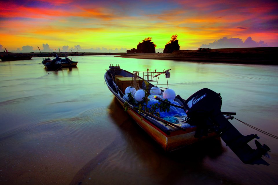 Boats Dawn Evening photo