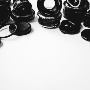 Close-up Of Vintage Camera On White Background photo