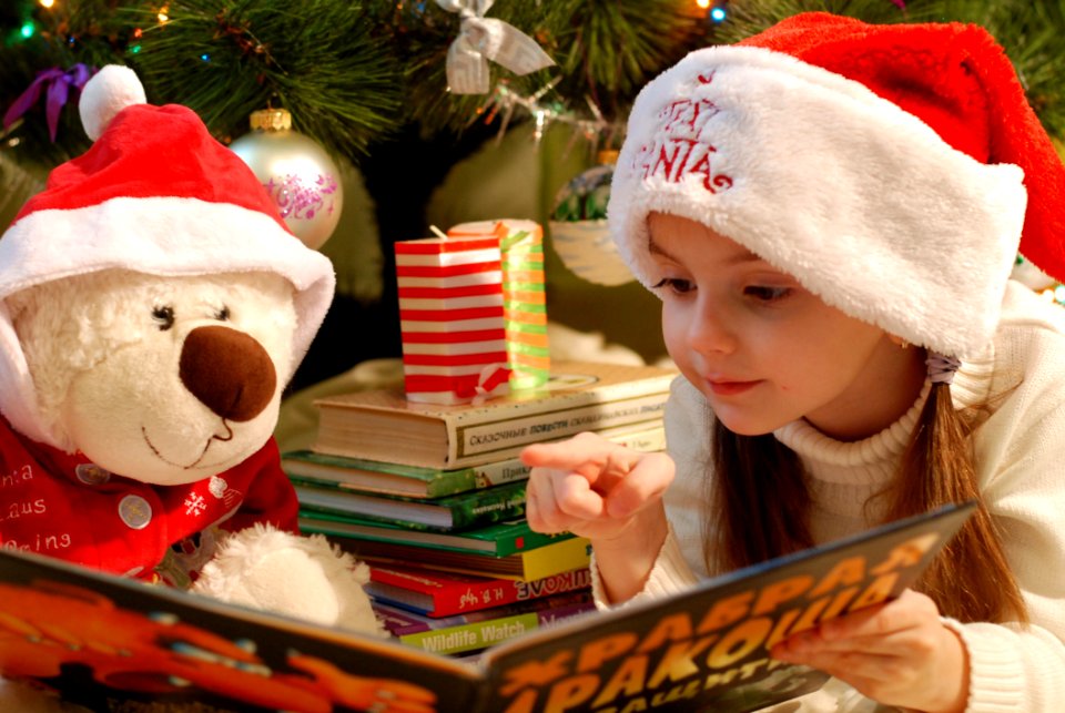 Portrait Of Girl Wearing Christmas Hat