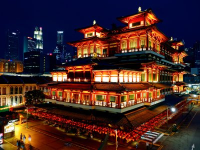 View Of Illuminated Buildings At Night photo