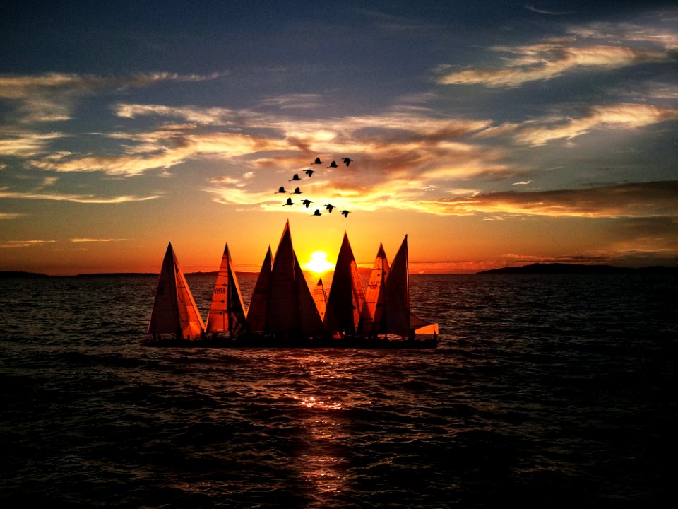 Sailboats Sailing On Sea During Sunset